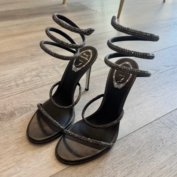 Rene Caovilla Cleo Black Sandal 105 - Picture 2 of 9
